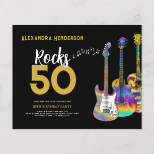 Rocks 50 Gitaar 50ste Verjaardagsfeest Budget Flyer