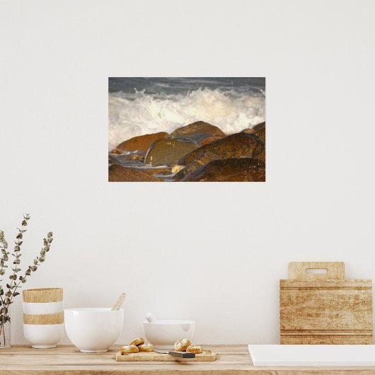 Rocks and Waves in Rhode Island Poster (Keuken)