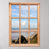 Rocks en Zee Uitzicht vanuit een venster Poster (Voorkant)