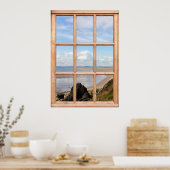 Rocks en Zee Uitzicht vanuit een venster Poster (Keuken)