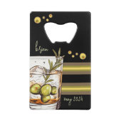 Rocks Glass | Olijven | Jongens avondje uit Creditkaart Flessenopener (Voorkant)