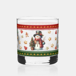 Rocks Glass with Snowman and Christmas Cookies Whisky Glas