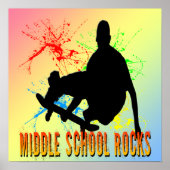 Rocks in de middelbare school - Poster Skateboarde (Voorkant)