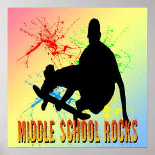 Rocks in de middelbare school - Poster Skateboarde