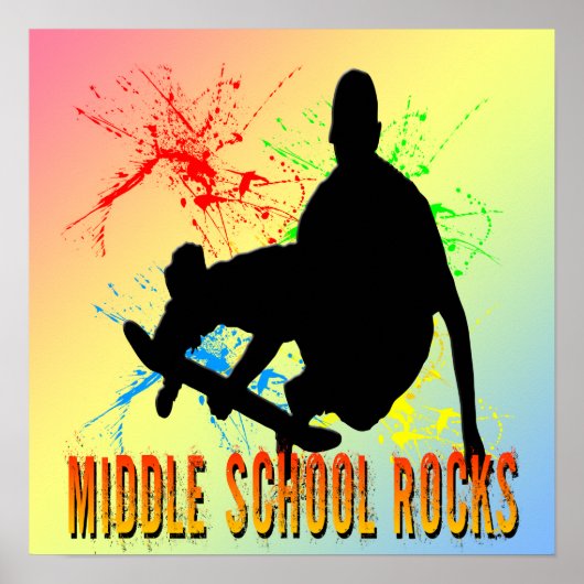 Rocks in de middelbare school - Poster Skateboarde (Voorkant)