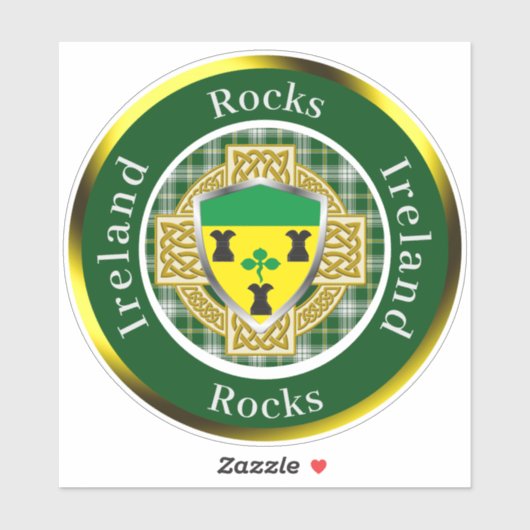 Rocks Irish Shield/Celtic Cross Personalized Sticker (Vel)