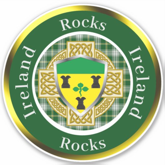 Rocks Irish Shield/Celtic Cross Personalized Sticker (Voorkant)