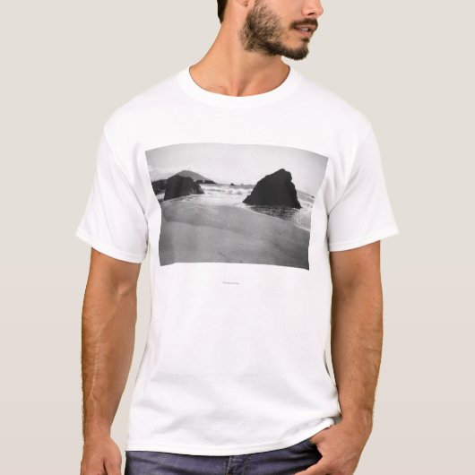 Rocks langs Beach in Port Orford, Oregon T-shirt (Voorkant)
