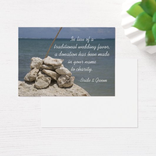 Rocks on Beach Wedding Charity Favor Kaart (Bureau)