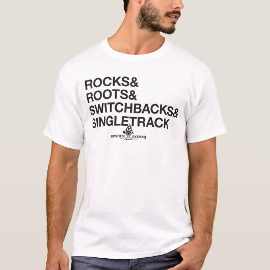 ROCKS & ROOTS & SWITCHBACKS & SINGLETRACK (licht) T-shirt (Voorkant)