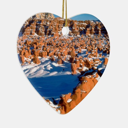 Rocks Snowcover Goblin Valley Utah Keramisch Ornament (Rechts)