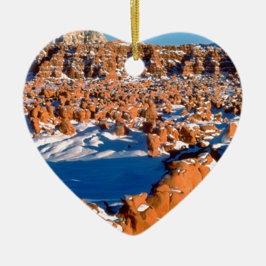 Rocks Snowcover Goblin Valley Utah Keramisch Ornament (Voorkant)
