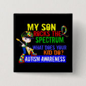 Rocks Spectrum Autism Son Vierkante Button 5,1 Cm (Voorkant)