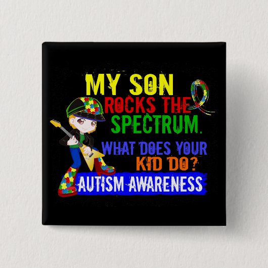 Rocks Spectrum Autism Son Vierkante Button 5,1 Cm (Voorkant)