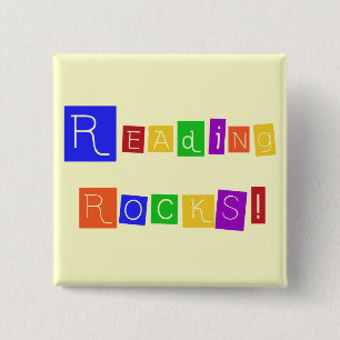 Rocks Tshirts en cadeaus lezen Vierkante Button 5,1 Cm