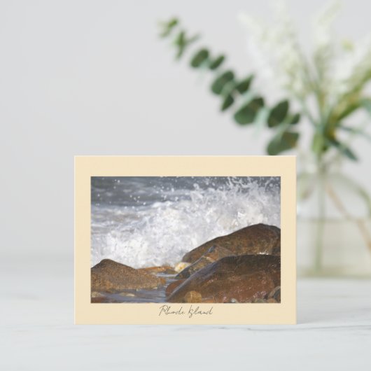 Rocks Waves Rhode Island Postcard Briefkaart (Staand voorkant)