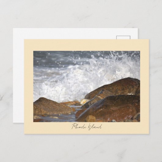 Rocks Waves Rhode Island Postcard Briefkaart (Voorkant / Achterkant)
