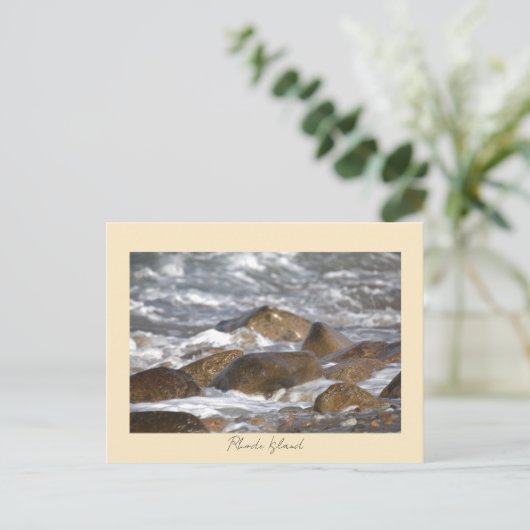 Rocks Waves Rhode Island Postcard Briefkaart (Staand voorkant)