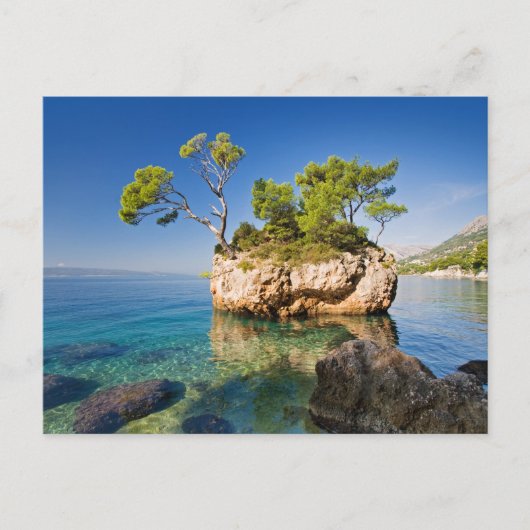 Rocks, zee en een klein eiland briefkaart (Voorkant)