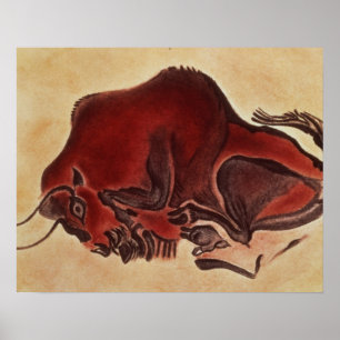 Rockschilderij van een bizon, wijlen Magdalenian Poster