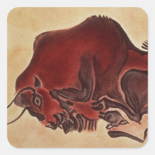 Rockschilderij van een bizon, wijlen Magdalenian Vierkante Sticker (Voorkant)