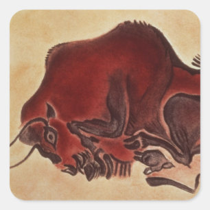 Rockschilderij van een bizon, wijlen Magdalenian Vierkante Sticker