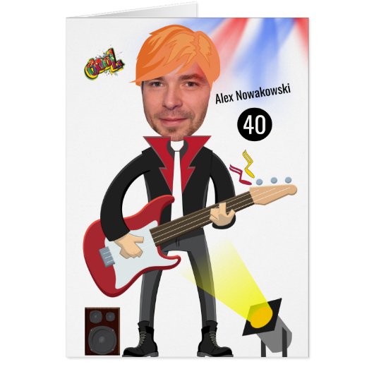 Rockstar 40e verjaardag mannen gitaar funky grappi (Voorkant)