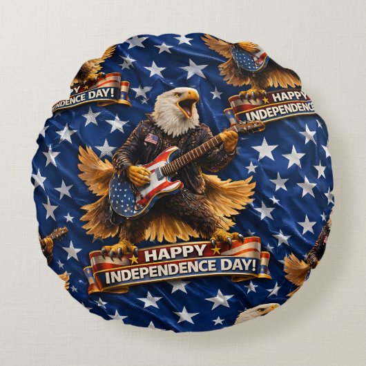 Rockstar American Eagle, fijne Onafhankelijkheidsd Rond Kussen (Voorkant)