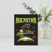 Rockstar astronaut die gitaar speelt in de ruimte briefkaart (Staand voorkant)