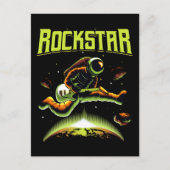 Rockstar astronaut die gitaar speelt in de ruimte briefkaart (Voorkant)
