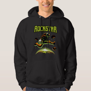 Rockstar-astronaut die gitaar speelt in de ruimte hoodie