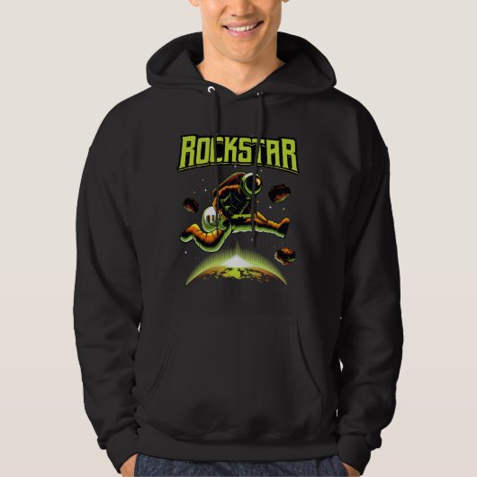 Rockstar-astronaut die gitaar speelt in de ruimte hoodie (Voorkant)