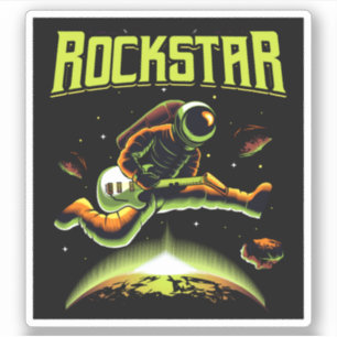 Rockstar astronaut die gitaar speelt in de ruimte sticker