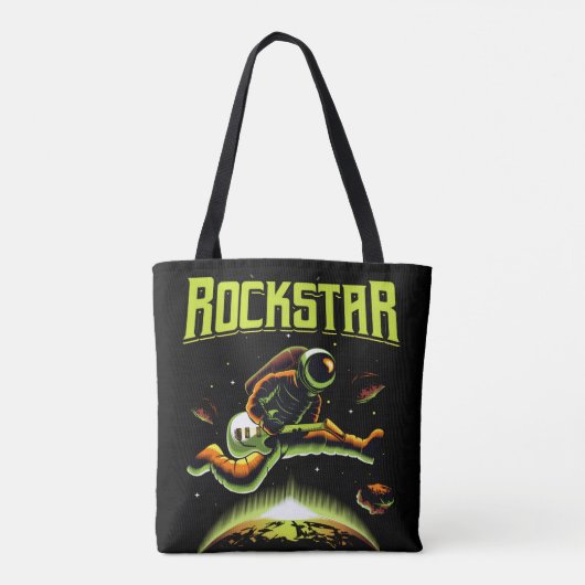 Rockstar astronaut die gitaar speelt in de ruimte tote bag (Achterkant)