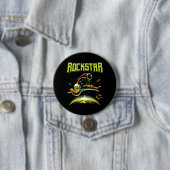 Rockstar astronaut die gitaar speelt in de ruimtek ronde button 7,6 cm (In situ)