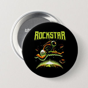 Rockstar astronaut die gitaar speelt in de ruimtek ronde button 7,6 cm