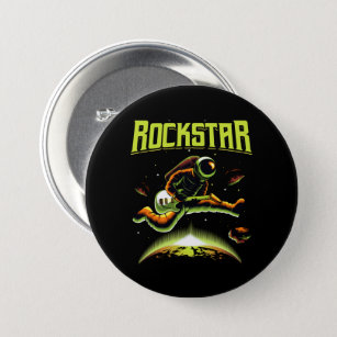 Rockstar astronaut die gitaar speelt in de ruimtek ronde button 7,6 cm