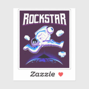 Rockstar astronaut die gitaar speelt in de sticker