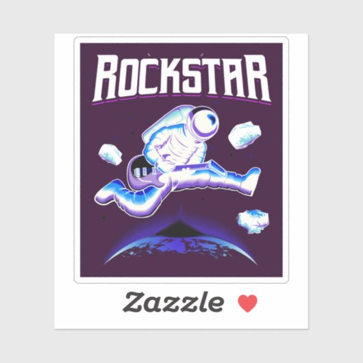 Rockstar astronaut die gitaar speelt in de sticker (Vel)