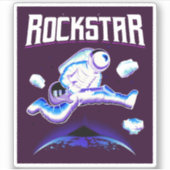 Rockstar astronaut die gitaar speelt in de sticker (Voorkant)