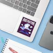 Rockstar astronaut die gitaar speelt in de sticker (Laptop met iPhone)