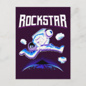 Rockstar astronaut die gitaar speelt in ruimte pos briefkaart (Voorkant)
