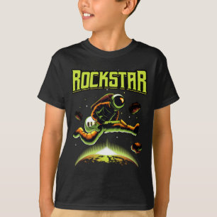Rockstar astronaut die gitaar speelt in ruimte T-S T-shirt