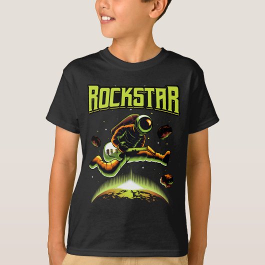 Rockstar astronaut die gitaar speelt in ruimte T-S T-shirt (Voorkant)