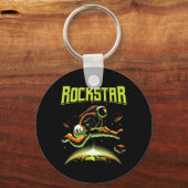Rockstar astronaut die gitaar speelt in ruimteskey sleutelhanger (Voorkant)