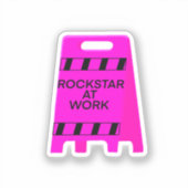 Rockstar at Work (roze) Sticker (Voorkant)