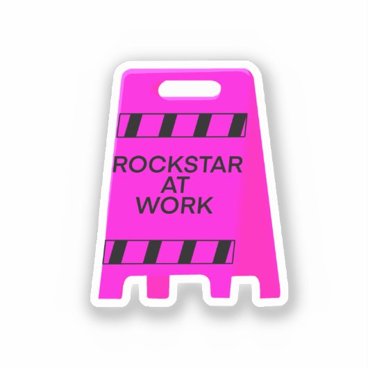 Rockstar at Work (roze) Sticker (Voorkant)