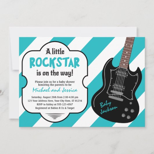Rockstar Baby shower Uitnodiging | Rock a Dag Baby (Voorkant)