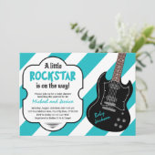 Rockstar Baby shower Uitnodiging | Rock a Dag Baby (Staand voorkant)