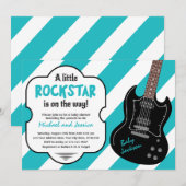 Rockstar Baby shower Uitnodiging | Rock a Dag Baby (Voorkant / Achterkant)
